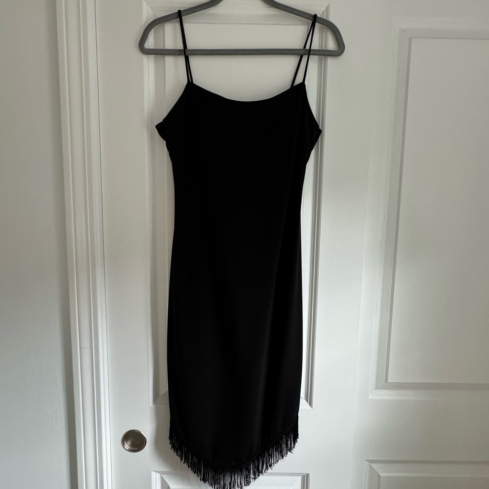 Black dress with fringe